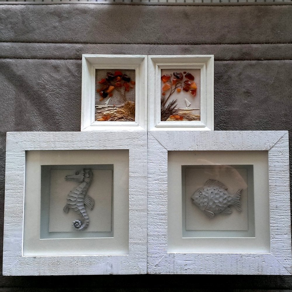 4 Framed Wall Art (Amber / Agate / Carnelian)